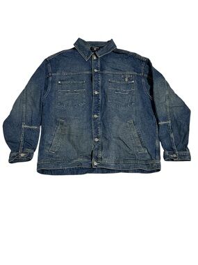 Vintage Rocawear Denim Jacket Mens XL Hip Hop Y2k 90s Trucker Streetwear
